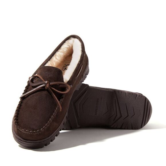 EZ Feet Men's Genuine Suede and Shearling Wool Moccasin - Picture 3 of 6